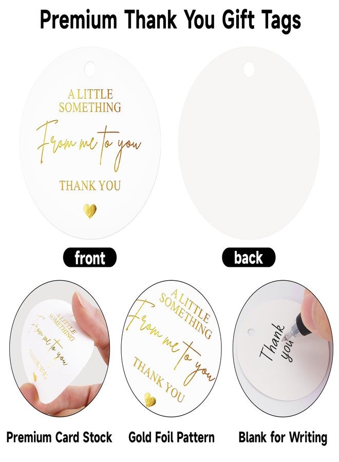 joycraft 50 Thank You Gift Tags with String, 2.5 in Circle Gold Foil Something from Me to You Hangtags, Elegant White Paper Gift Wrapping Tags for Wedding, Party, Baby Shower, Birthday - Image 3